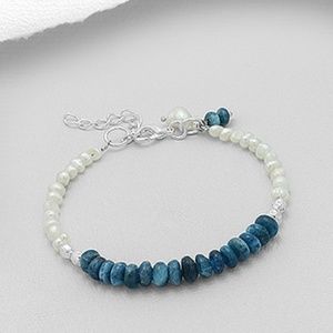 Blue Gemstones Fresh Water Pearls Bracelet